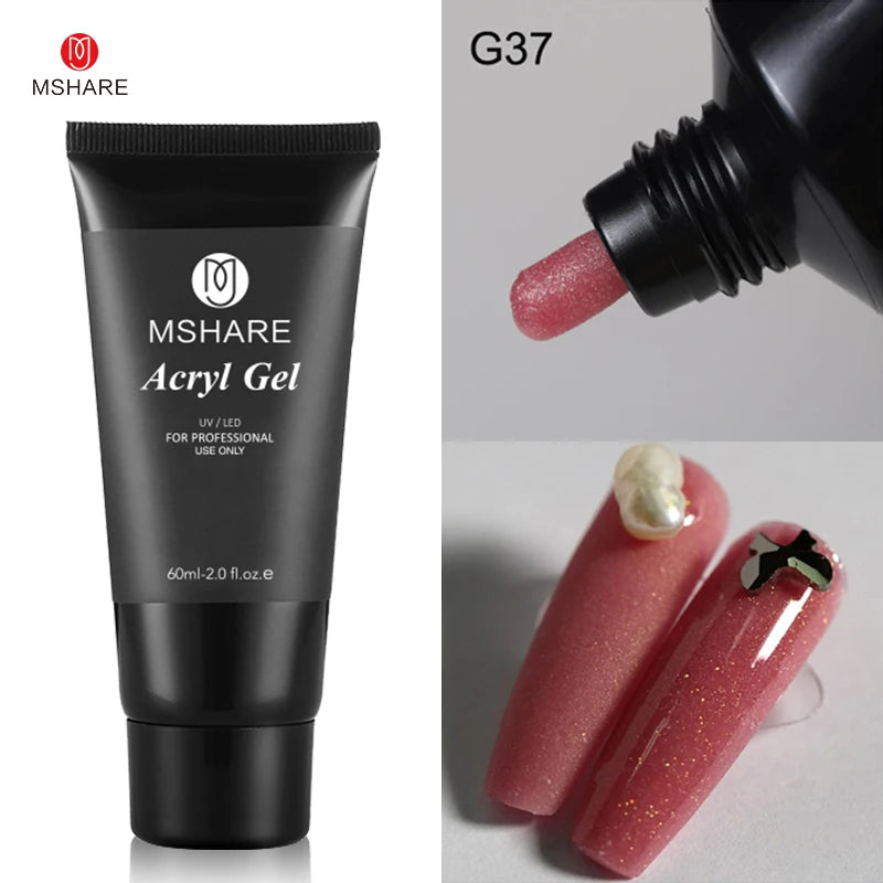 MSHARE Poly Nails Acryl Gel 60ml Builder UV Led Acrylgel Nails Extensions Acrylic Pink White Clear Acrylatic Hema Tpo Free Gel