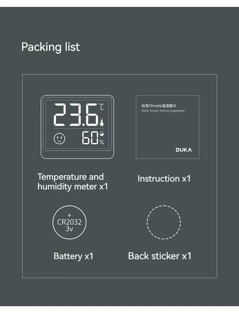 Xiaomi DUKA Atuman 2.5 Inch LCD Electronic Digital Temperature Humidity Meter Indoor Mini Thermometer Hygrometer Weather Sensor