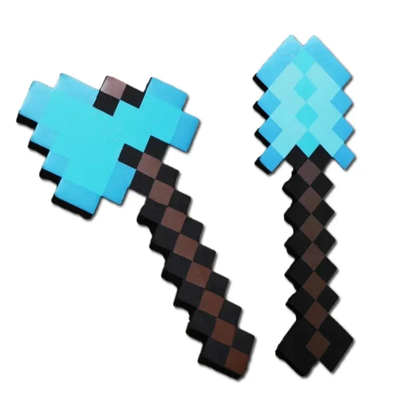 Hot Minecrafte 2pcs/set Design Figure Blue Diamond Sword Soft EVA Foam Action Figure Model Toy Ax Shovel Kits Toy For Fans Gift