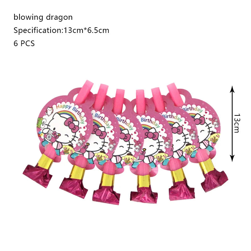 Hello Kitty Birthday Party Decoration Cartoon Cat Kids Aluminum Foil Balloon Disposable Tableware Banner Child Event Supplies