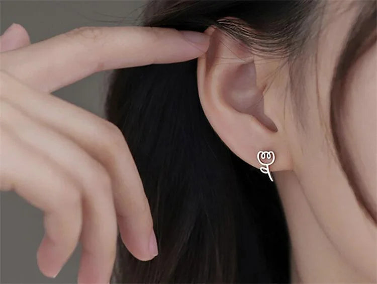 Uini-Tail hot selling new 925 Tibetan silver cute tulip earrings temperament fashion trend dynamic sweet girl jewelry  ED190