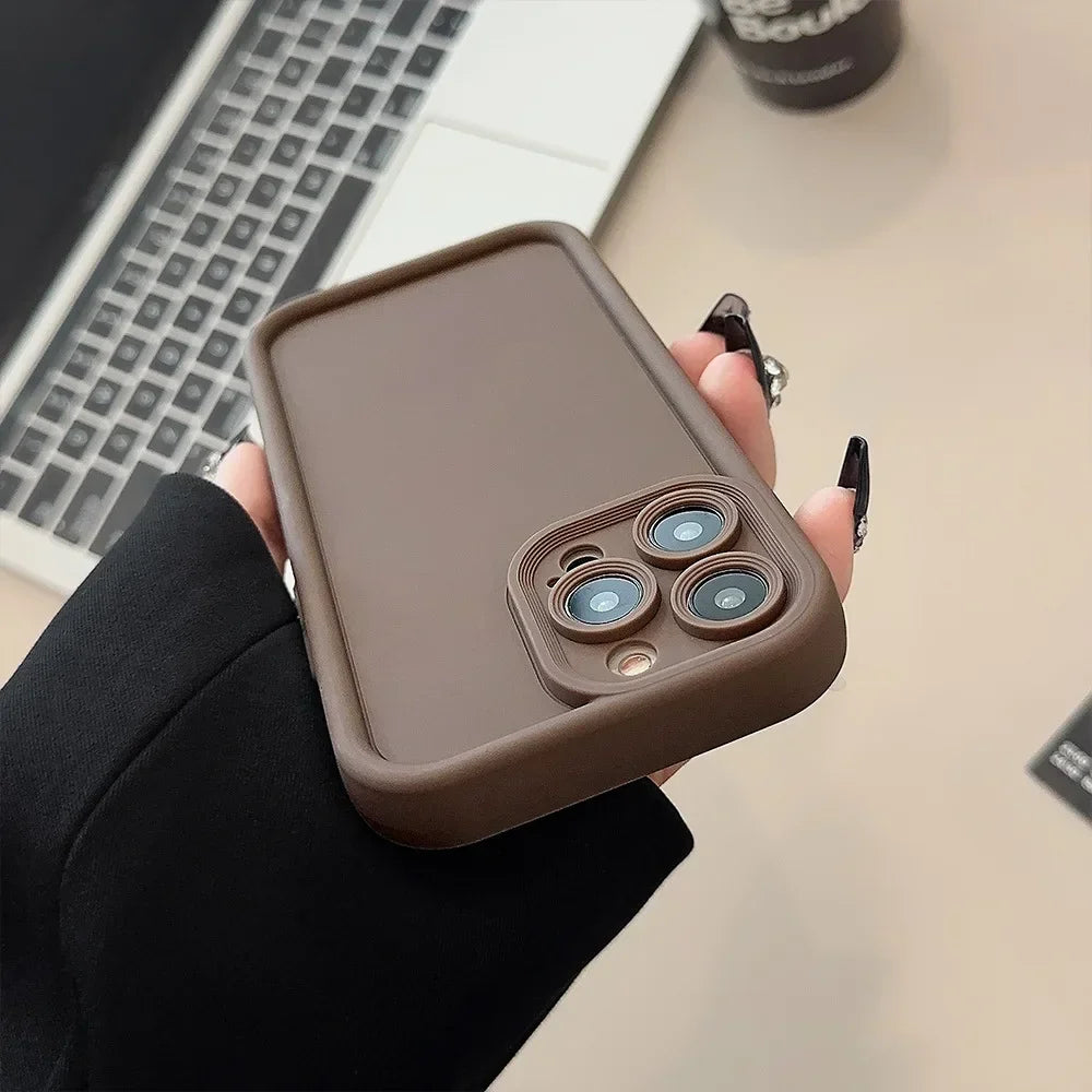 Beige Brown Black Stylish Phone Case for iPhone 16 15 14 13 12 11 Pro Max 7 8 Plus X XR XS Max, Slim Protective Shockproof Cover