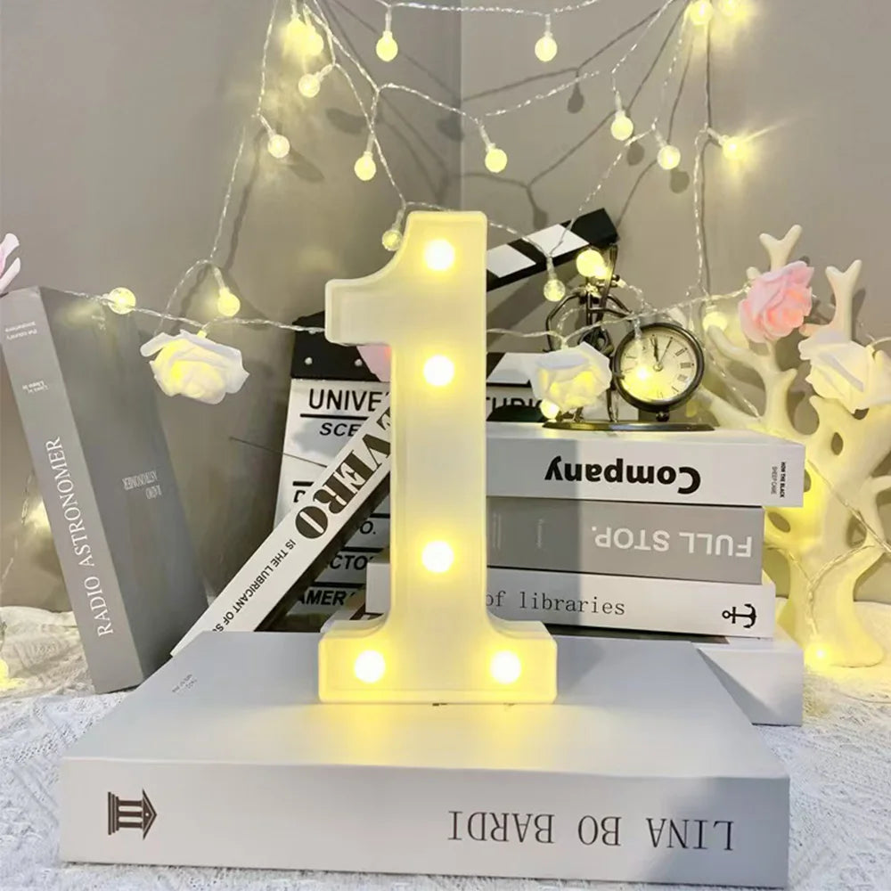 16cm LED Letter Light, Luminous Letter And Number Night Light, Suitable For Home, Bar, Wedding, Birthday Party Decoration