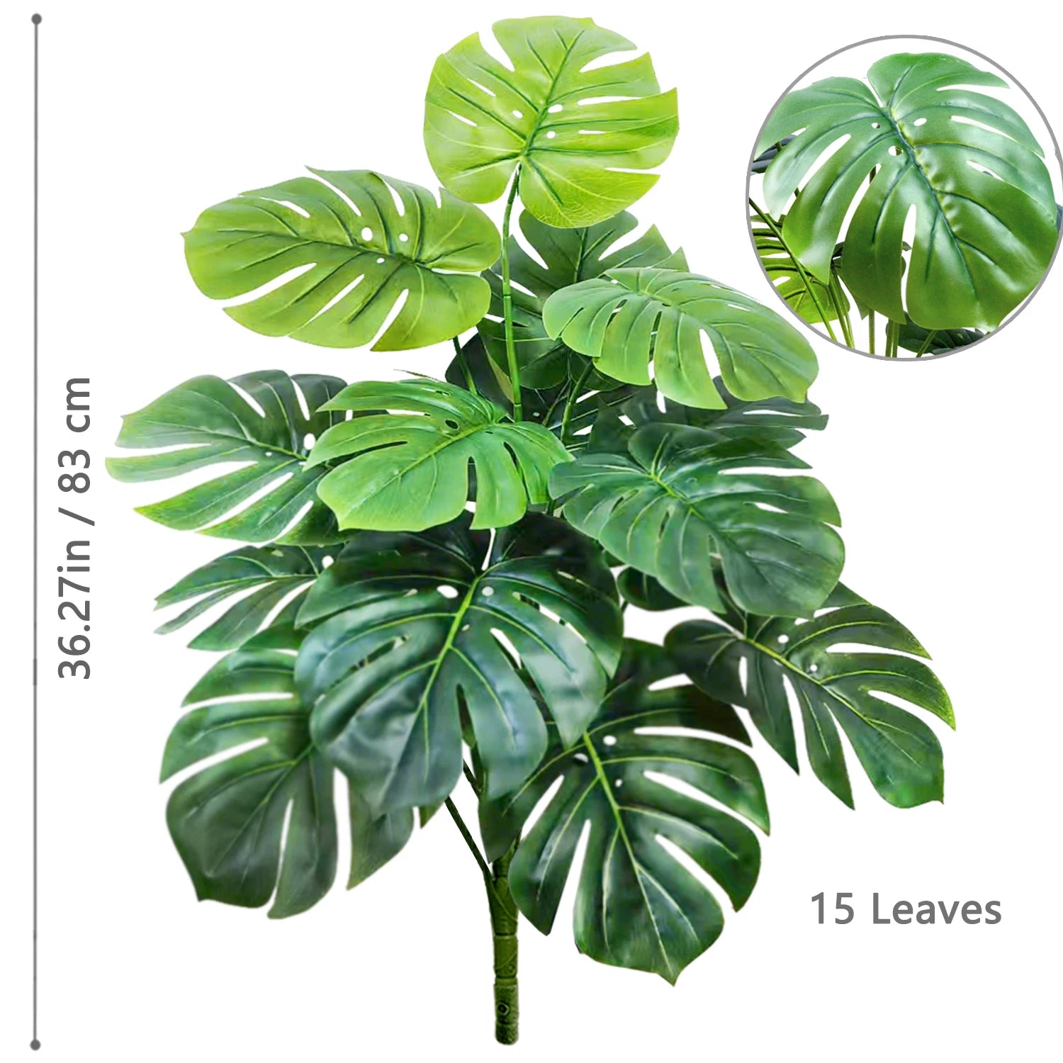 40-130cm（51.18in） Artificial Monstera Plant Fake Palm Tree Plastic Turtle Leaf Green Plant for Home Garden Room Office Decor