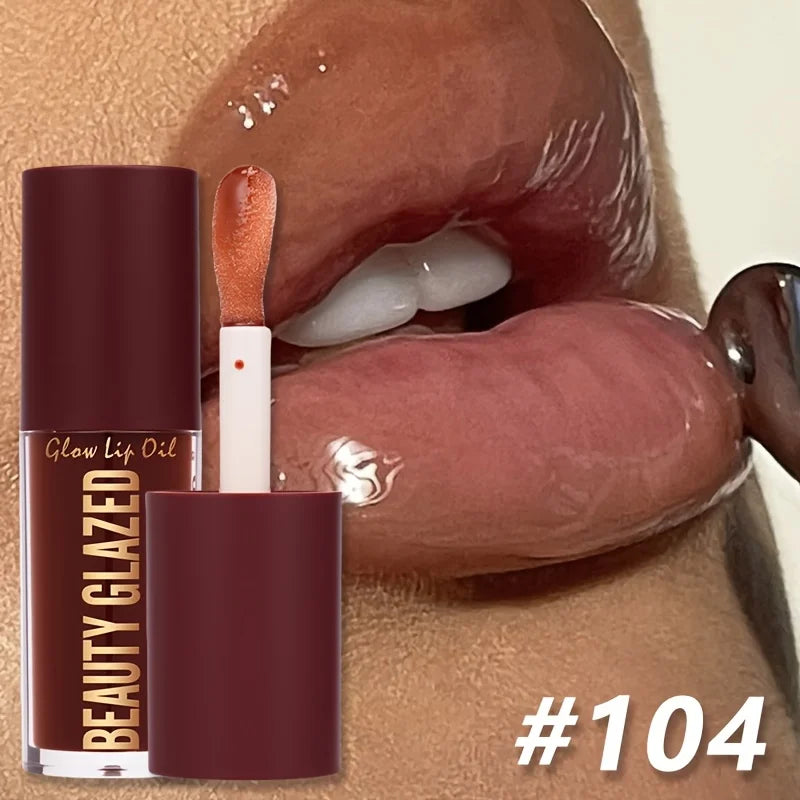 BEAUTY GLAZED 4 Color Moisturizing Lip Oil Moisturizing Lip Gloss Luminous Oil Lip Glos Liquid Lip Gloss, Natural Lip Enhancer