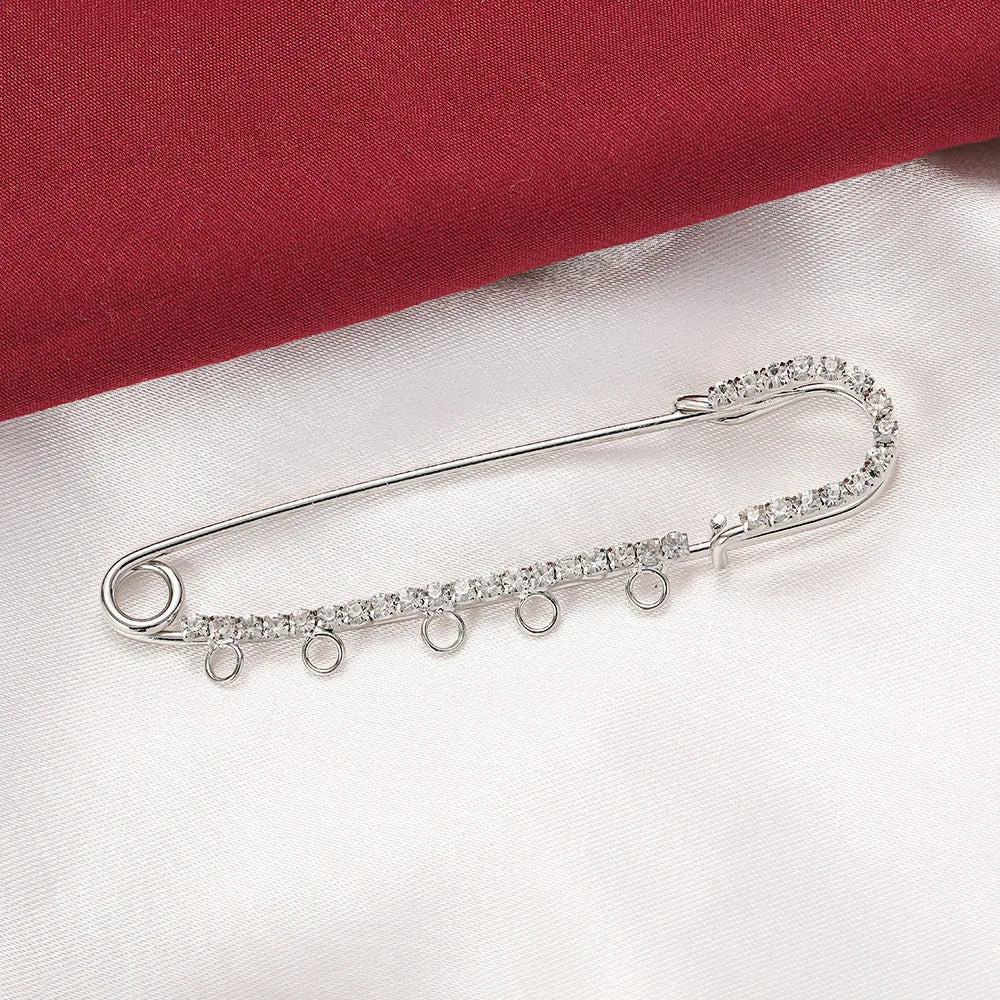 5pcs Rhinestone Large Safety Pins Crystal Brooch with 3/4/5 Loops for DIY Blankets Skirts Knitted Fabric Crafts Jewelry Making