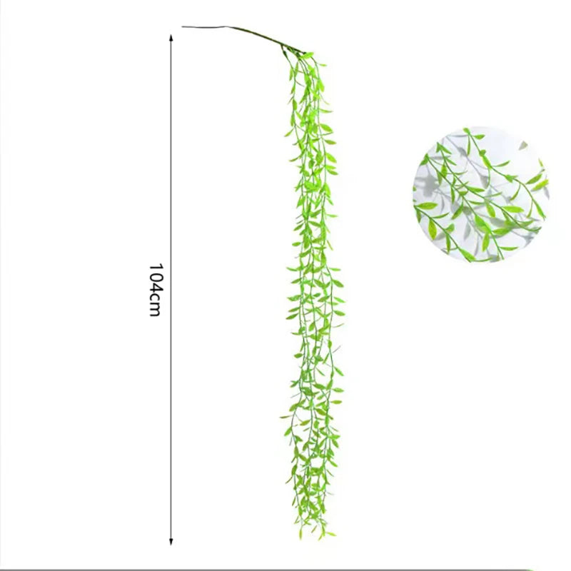 Artificial Plant Vines Wall Hanging Rattan Leaves Branches Outdoor Garden Home Decoration Plastic Fake Silk Leaf Green Plant Ivy