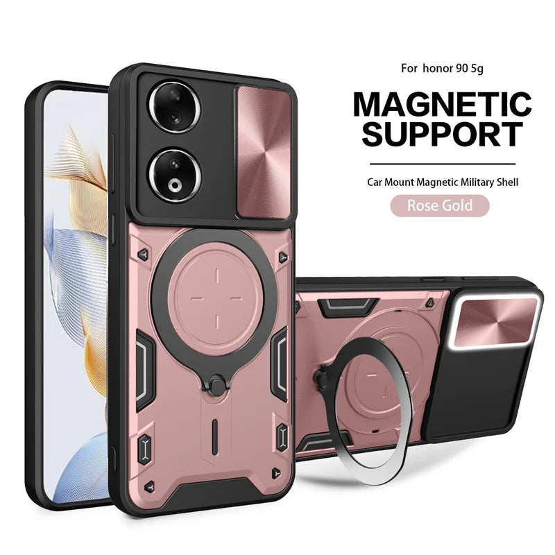Funda For Honor 90 5G Case Shockproof Armor Magnetic Metal Ring Phone Case For Honer Honar 90 Honor90 Slide Camera Protect Cover