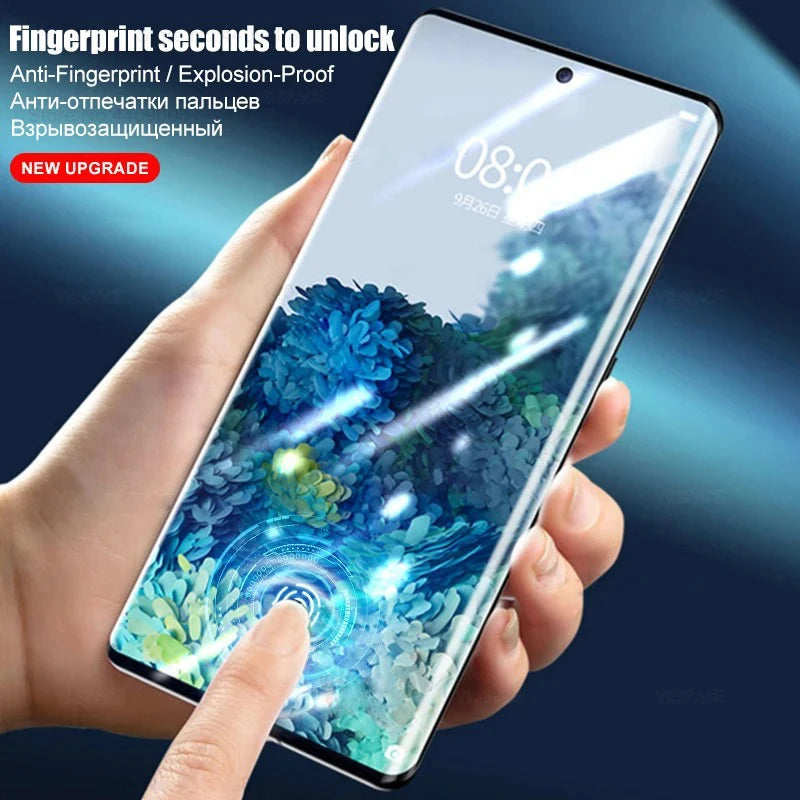 Fingerprint Unlock Full Glue 0.2mm Tempered Glass For Samsung Galaxy S25 S24 S23 S22 S21 S20 Plus Note 20 Ultra Screen Protector