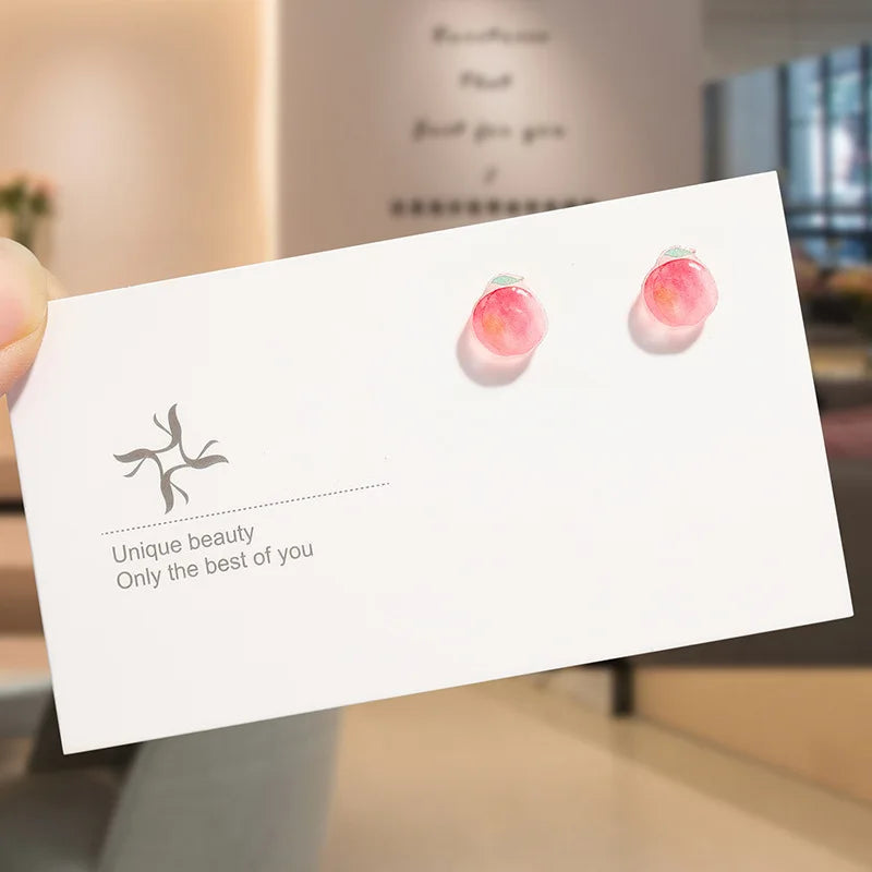 Round Magnetic Non-Piercing Clips on Stud Earrings Cute Fruit Series Stainless Steel Ear Stud Fashion Jewelry Sweet Girls 1 Pair
