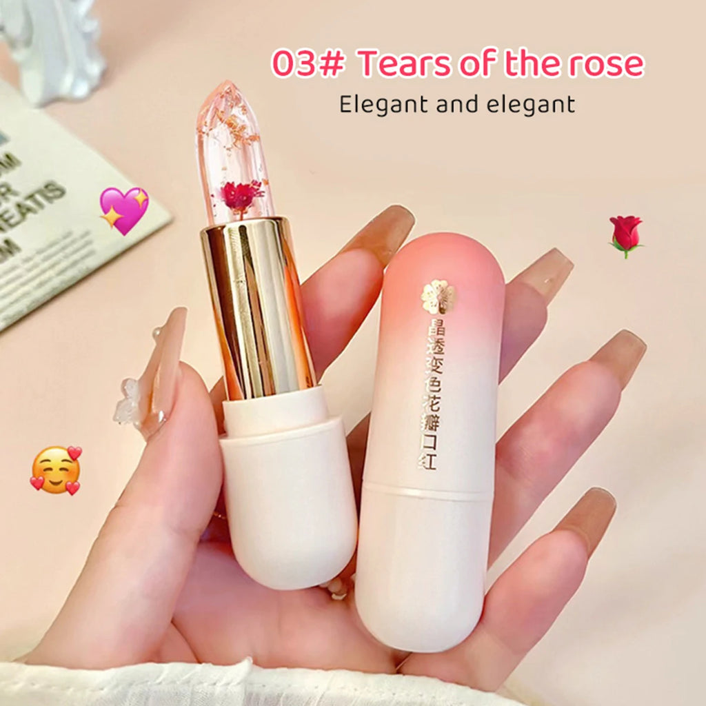 Crystal clear color-changing petal jelly lipstick lazy lipstick warm-changing lipstick moisturizing warm-changing lipstick