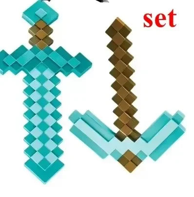 Hot Minecrafte 2pcs/set Design Figure Blue Diamond Sword Soft EVA Foam Action Figure Model Toy Ax Shovel Kits Toy For Fans Gift