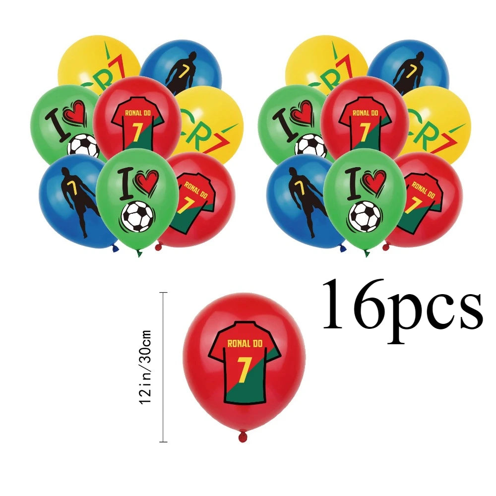 2025 Football SuperStar CR7 Fan Birthday Party Decoration Soccer Idol Balloon Paper Banner Caketopper DIY Decor