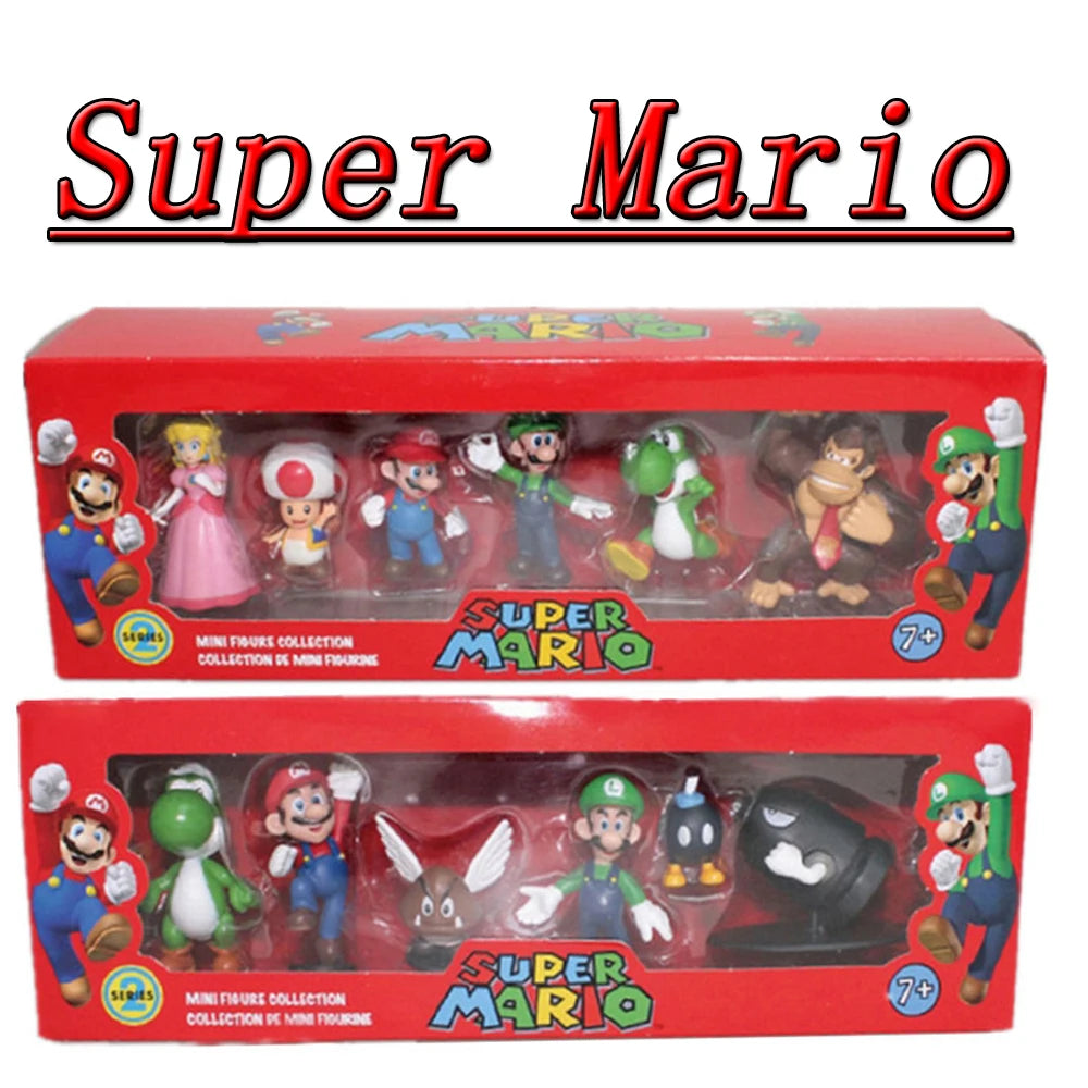 Super Mario Bros PVC Action Figure Toys Dolls Model Set Luigi Yoshi Donkey Kong MushroomFor Kids Birthday Gifts