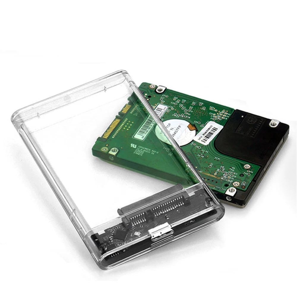 USB 3.0/Type C HDD Enclosure 2.5 inch SATA SSD External Hard Drive Case with 5Gbps Transfer Speed Clear Harddisk Boxs Tool-Free