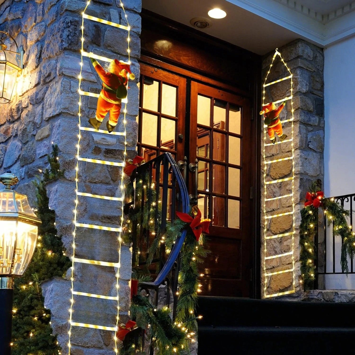 Warm Light Christmas Decoration Home Outdoor Garden Cristmas Tree Ornement Gift USB Connector 3M Santa Claus Climbing Ladder