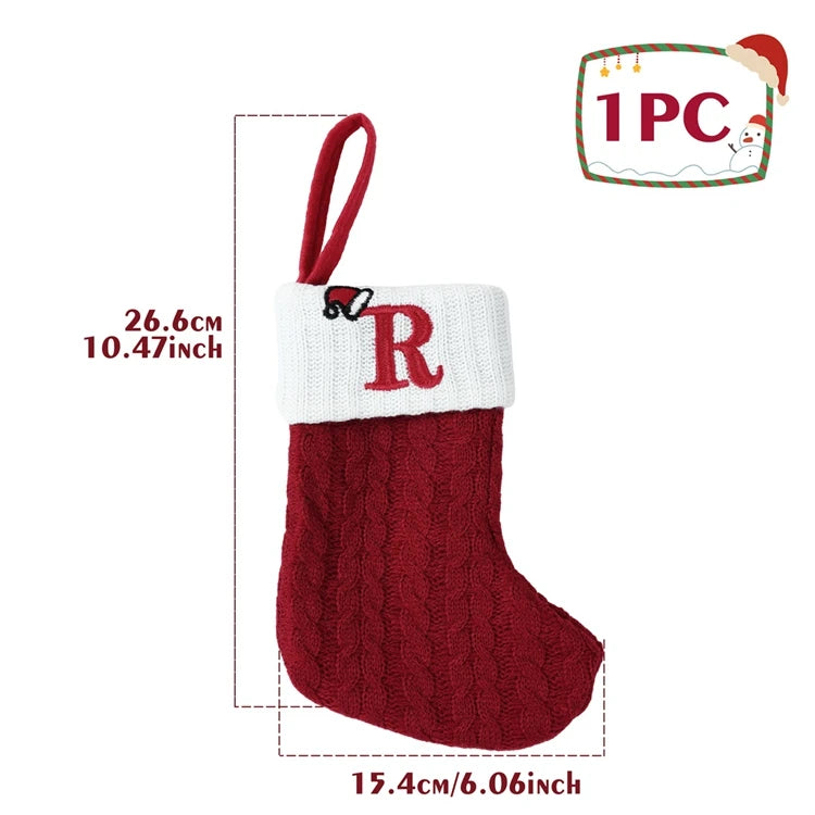 Christmas Alphabet Knitting Socks Christmas Tree Ornaments Christmas Decorations For Home 2025 Noel New Year 2026 Xmas Gift