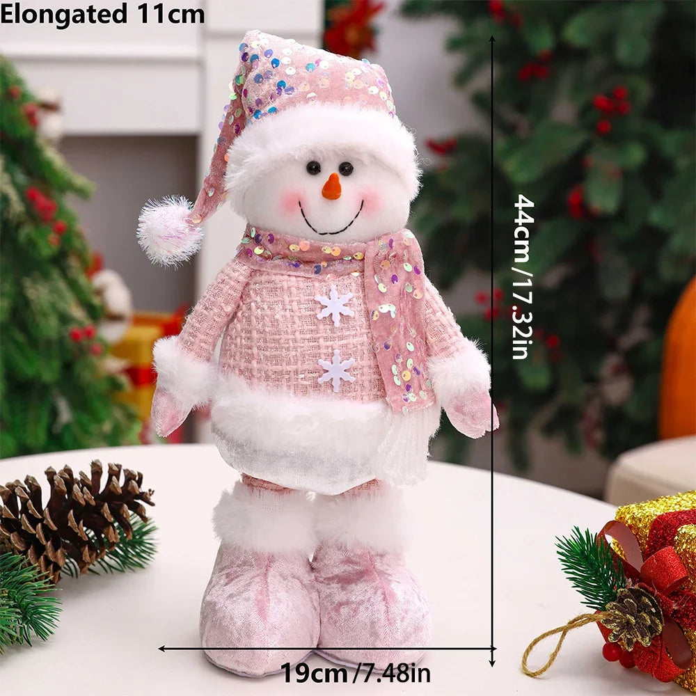 1PC New Santa Claus Snowman Elk Pink Sequin Telescopic Doll Merry Christmas Decorations Window Props Matching Supplies Ornaments