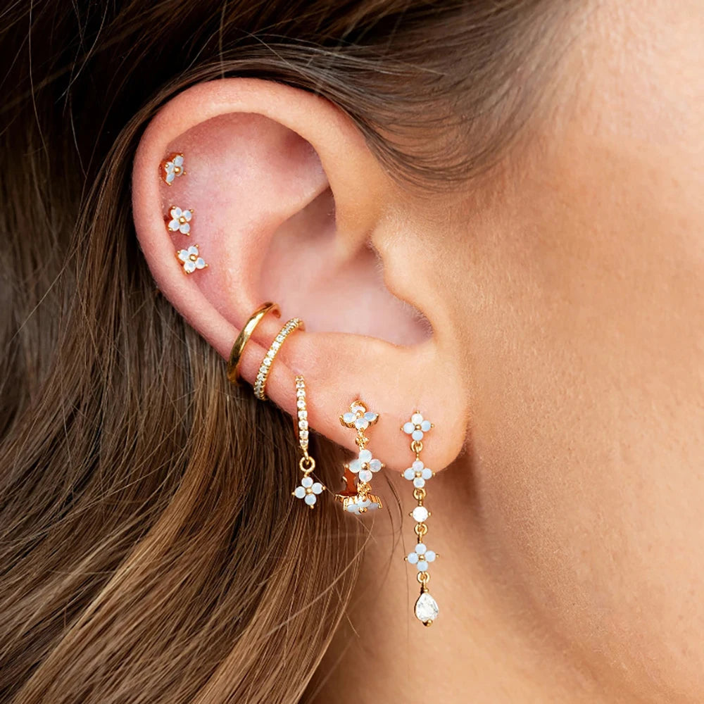 New Arrival Korean Trendy Stainless Steel Fresh Lovely Sweet Flower Stud Earrings For Women 2023 Fashion Jewelry