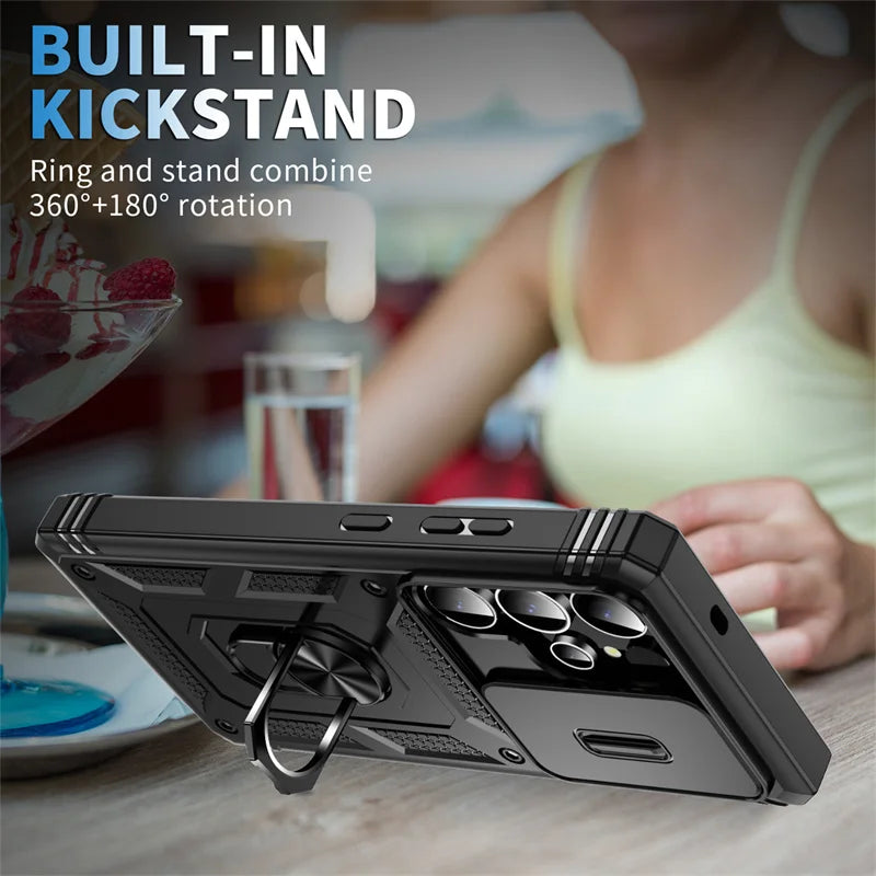 360 Full Protection Phone Case For Samsung Galaxy S25 Ultra S25 Plus Case Armor Car Magnet Ring Stand for GalaxyS25 + S 25 Cover