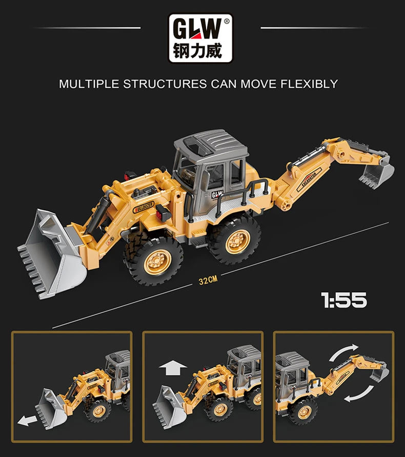 Engineering Diecast Inertial Driving Toys for Boys Alloy Tractor Excavator Bulldozer Kids Truck Children Vehicle Model Gift