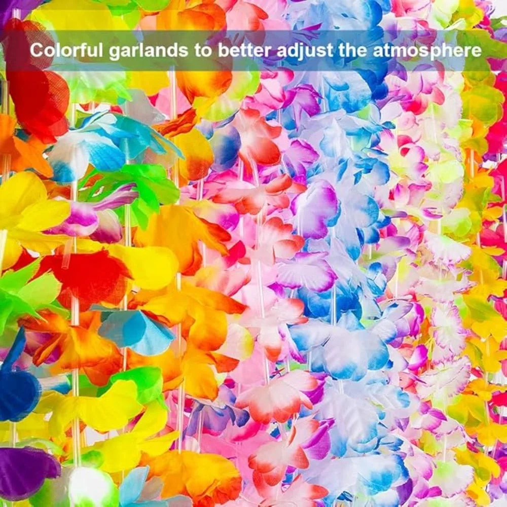 1-120Pcs Hawaii Party Leis Wreath  Artificial Leis Garlands Necklaces for Luau, Beach, Wedding or Birthday Party Decorations