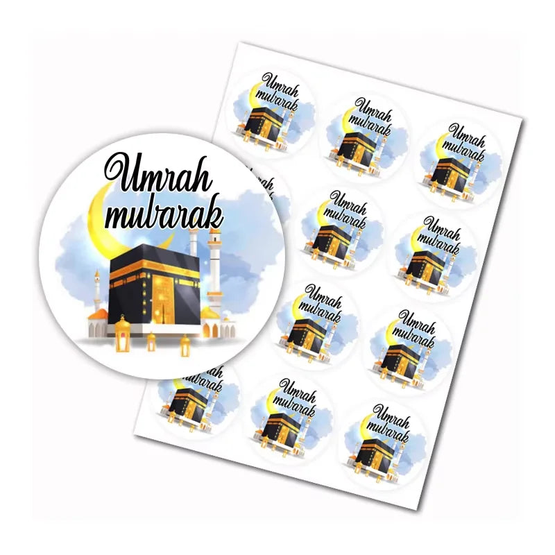 umrah mubarak decorative stickers, Muslin Sheep Holidays Kaaba Bottle Wrapper, hajj mubarak gift decoration supplies