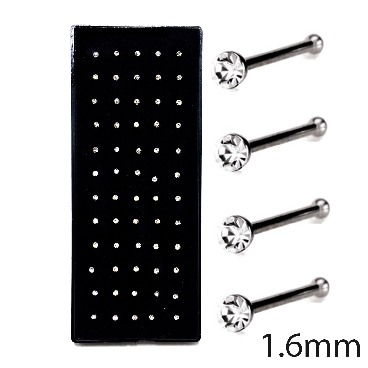 60Pcs Fashion L Shape Rhinestone Crystal Stainless Steel Nose Piercing Ear Bone Women Hypoallergenic Body Jewelry Piercing