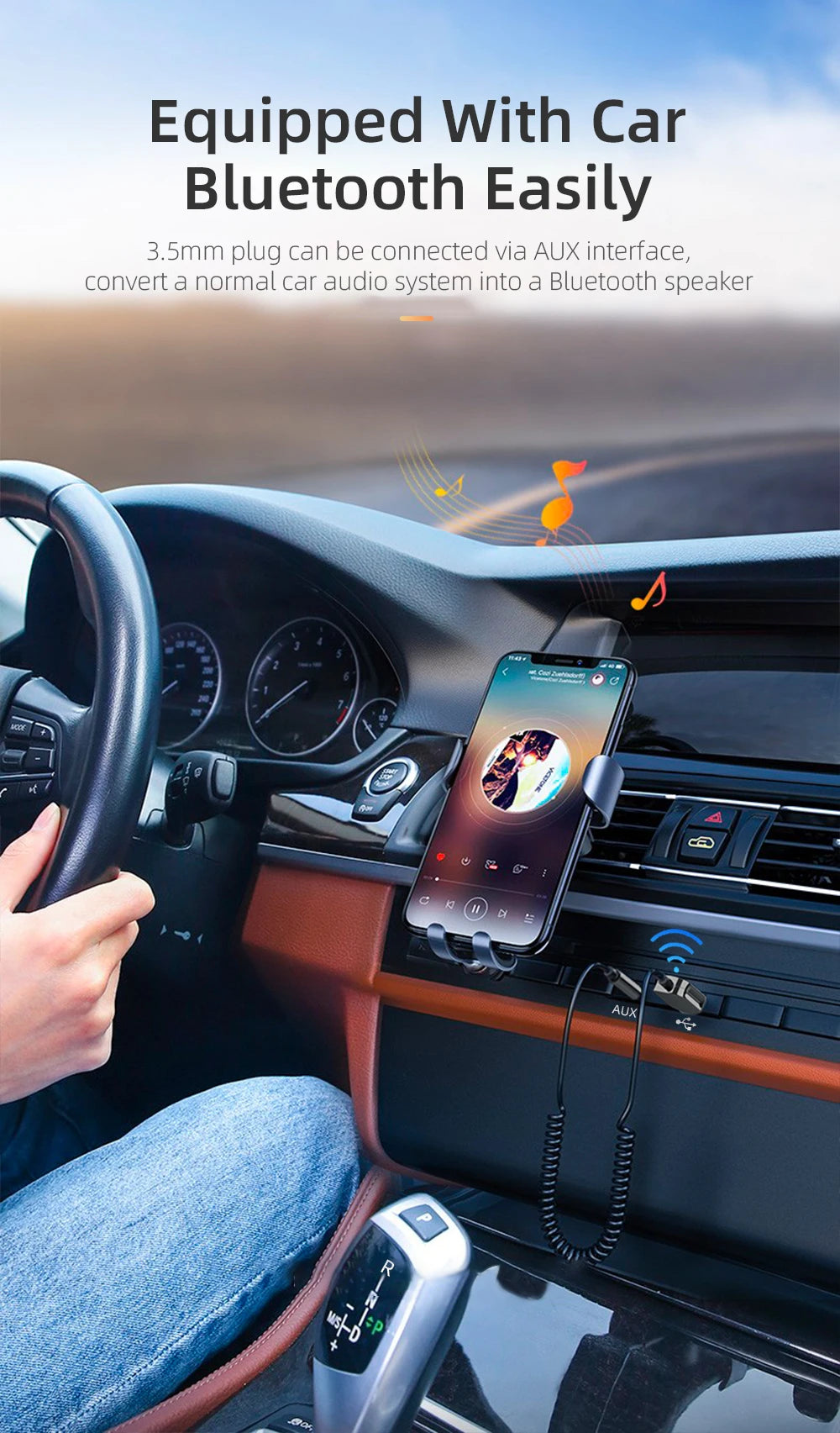 Essager Bluetooth Audio Receiver Dongle USB To 3.5mm Jack Car Audio Aux Bluetooth 5.0 Handsfree Kit For Car Receiver BT Transmit