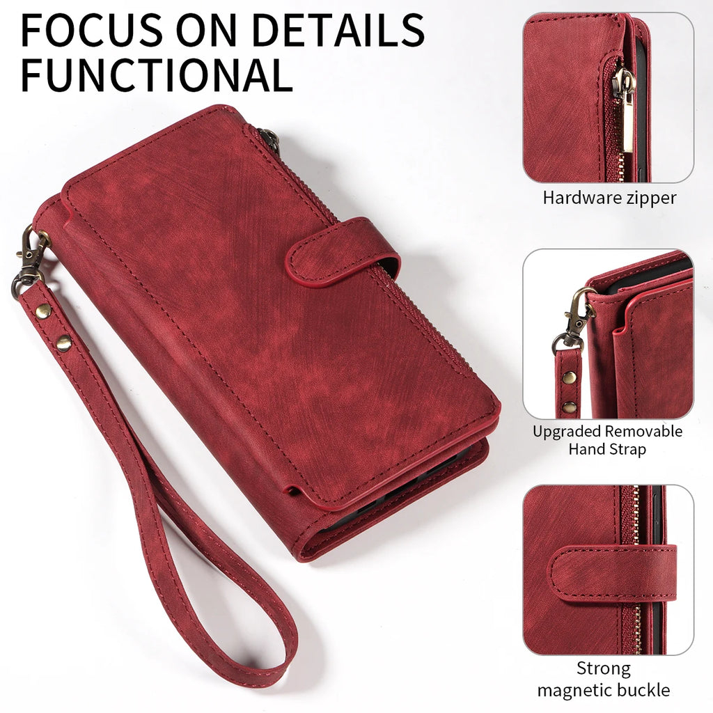 PU Leather Phone Case for Samsung Galaxy S25Edge Ultra S24 S23 S22 S21 S20 S10 S9 S8Plus FE Note20 Flip Wallet Style Phone Cover