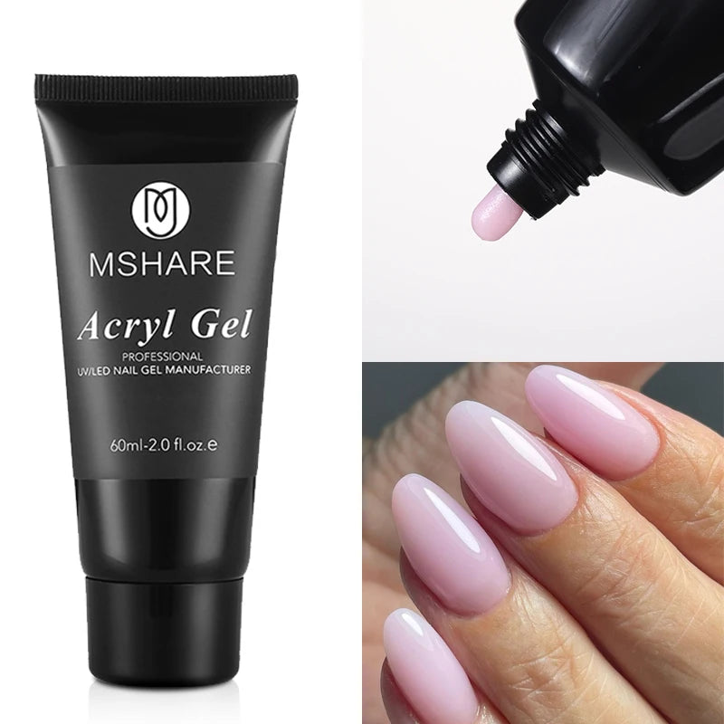 MSHARE Poly Nails Acryl Gel 60ml Builder UV Led Acrylgel Nails Extensions Acrylic Pink White Clear Acrylatic Hema Tpo Free Gel