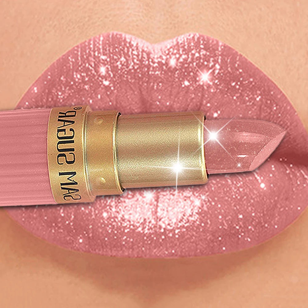 Pearlescent Pink Glitter Velvet Lipstick Metallic Waterproof Long Lasting Matte Shimmer Diamond Lipstick Women Makeup Cosmetic