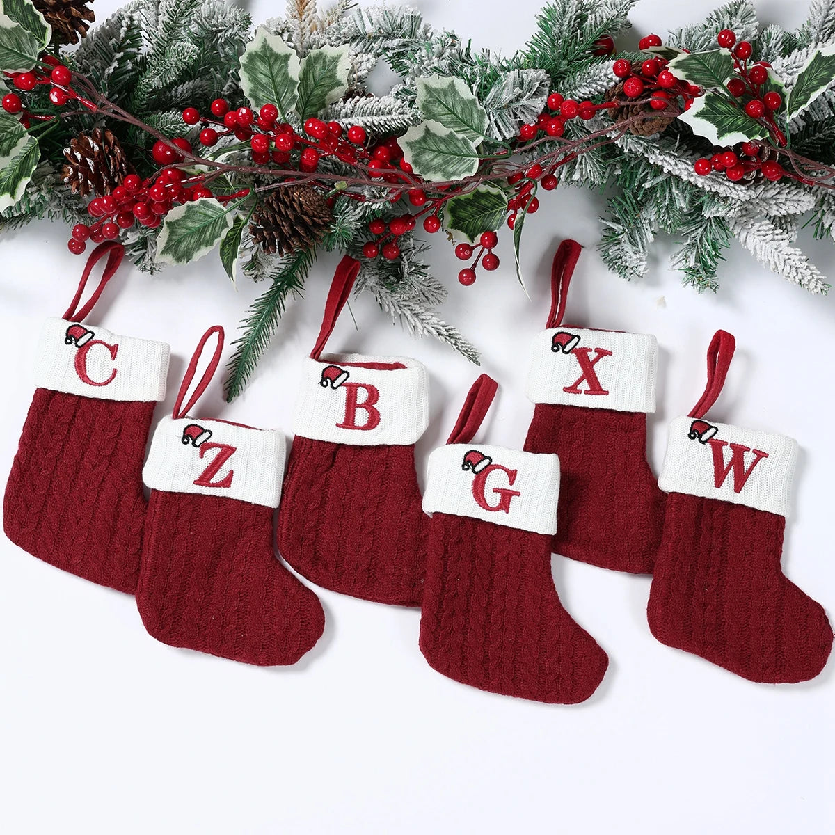 Christmas Alphabet Knitting Socks Christmas Tree Ornaments Christmas Decorations For Home 2025 Noel New Year 2026 Xmas Gift