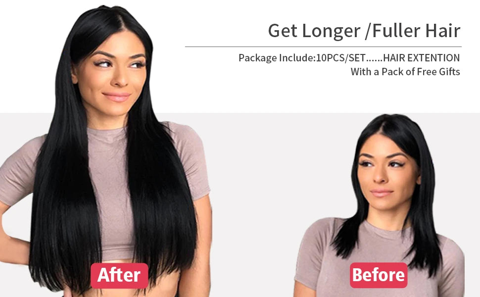 Doreen 160G 200G 240G Volume Series Brazilian Machine Remy Straight Clip In Human Hair Extensions  Full Head 10Pcs 16 to 24 Inch