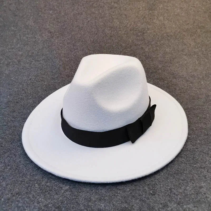 Topi Fedoras Musim Dingin Topi Jazz Klasik Felt Topi Fedora Panama Kasual untuk Pesta Putih chapeau luxe chapeu panama masculino