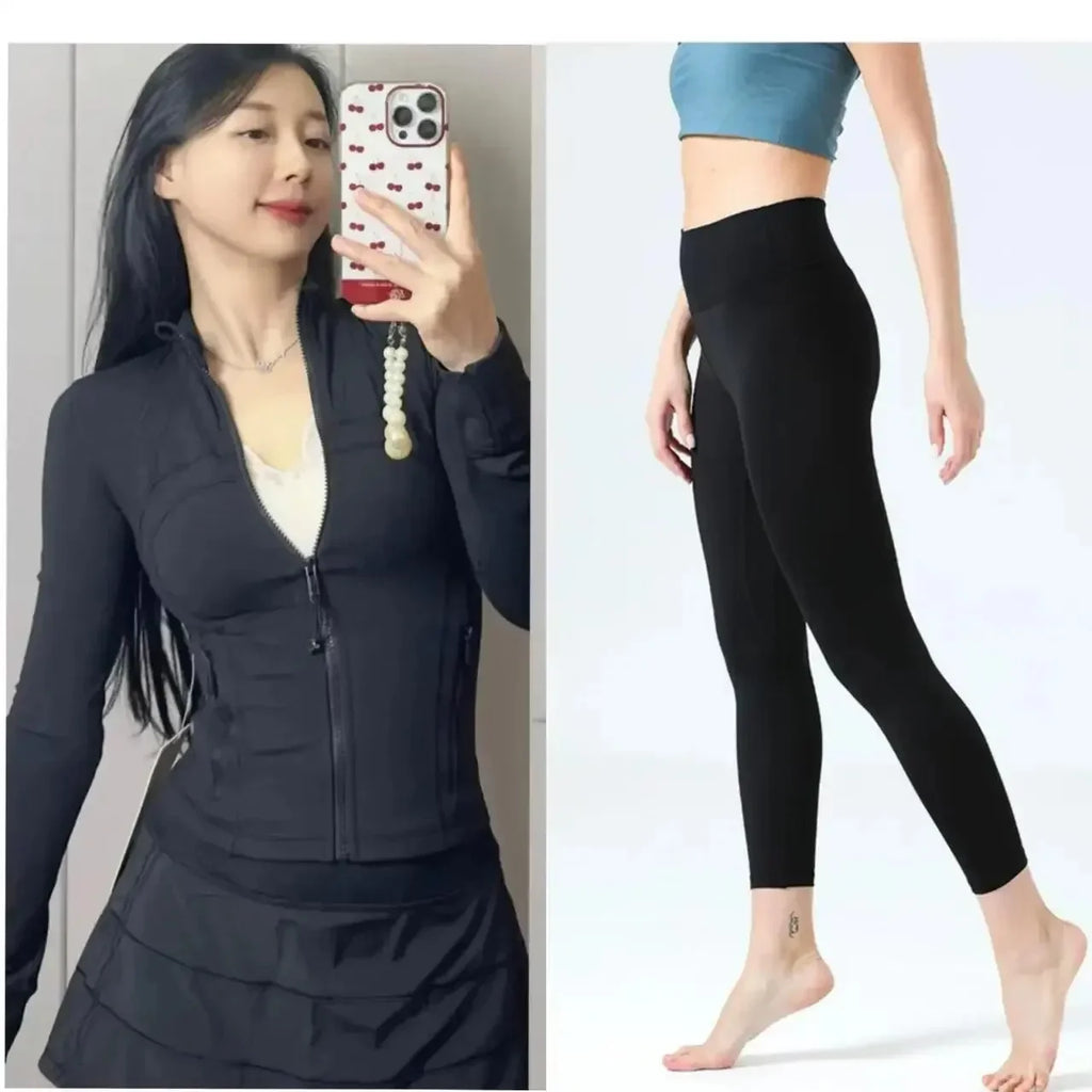 2025 Gold Label Short Sport Jacket Set Women's Yoga Clothes Slimming Fitness Jacket Active Wear Exercise Clothing Female