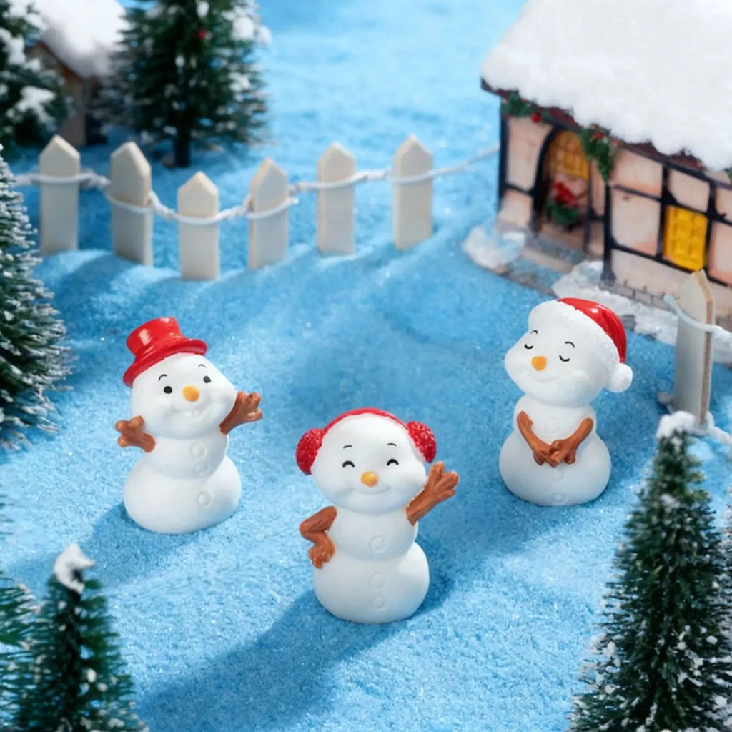 5/10PCS Cute Snowman Figurines Mini Christmas Decor For Fairy Garden Sensory Bins Collector Display Gift
