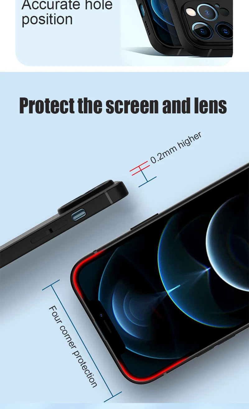 Luxury Black Phone Case For iPhone 16 15 14 11 12 13 Pro Max 7 8 Plus 13 Mini 16E SE 2022 Xr X Xs Matte Soft Back Cover Case