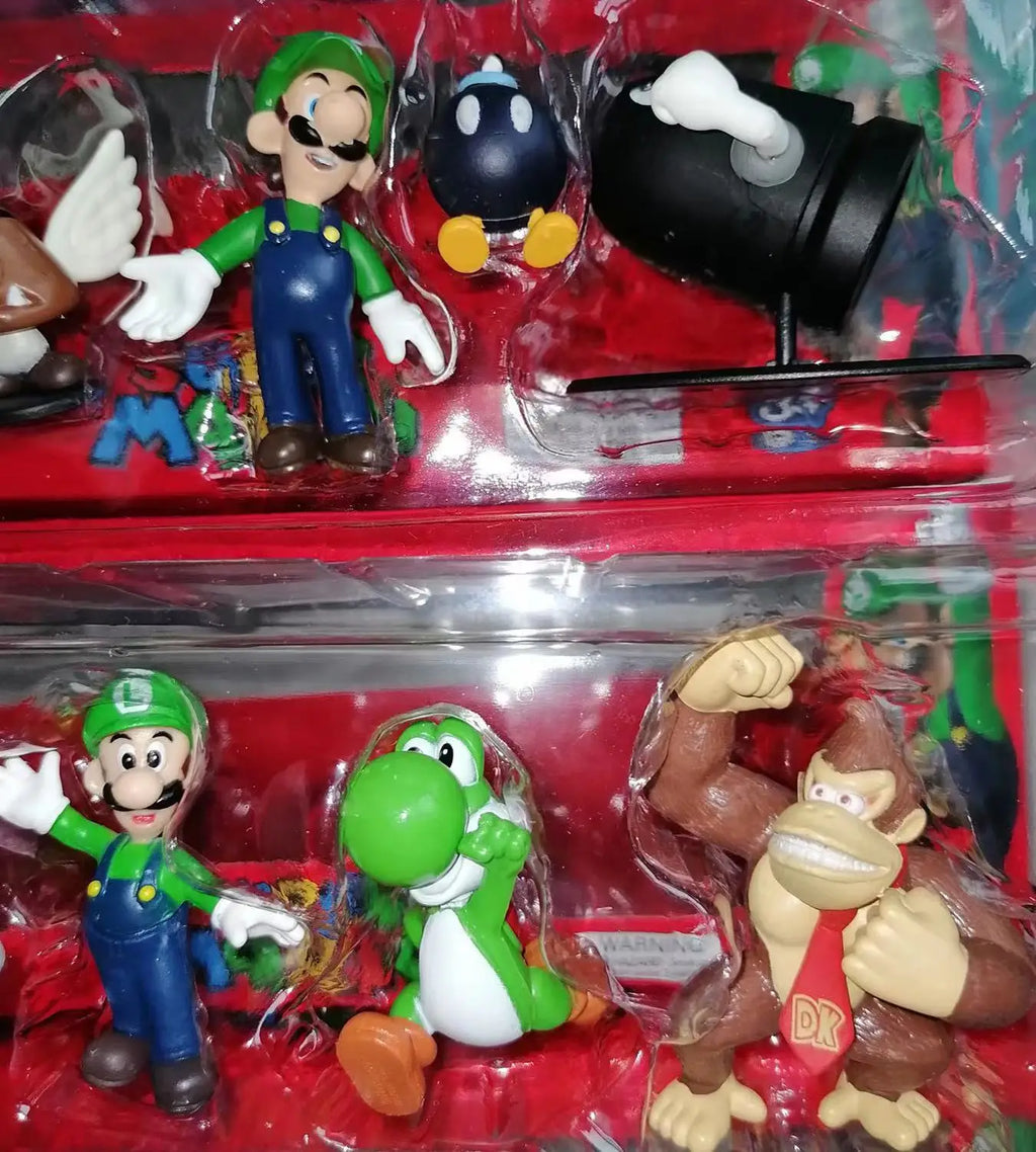 Super Mario Bros PVC Action Figure Toys Dolls Model Set Luigi Yoshi Donkey Kong MushroomFor Kids Birthday Gifts