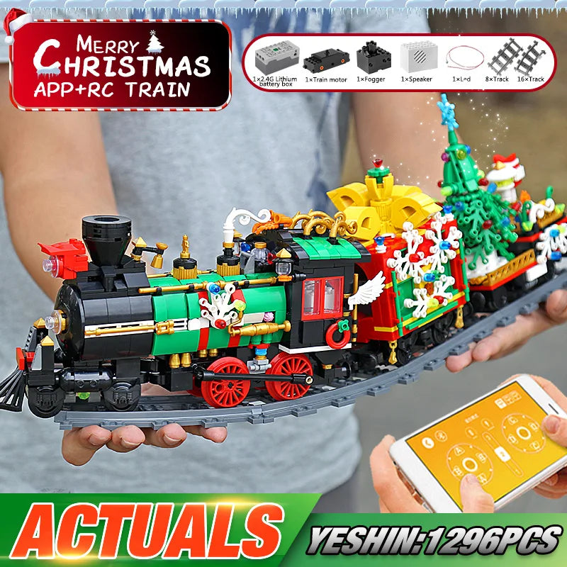 Mould King 12012 Christmas Building Block The Motorized Winter Holiday Train Model Assembly Decoration Kids Christmas Train Gift