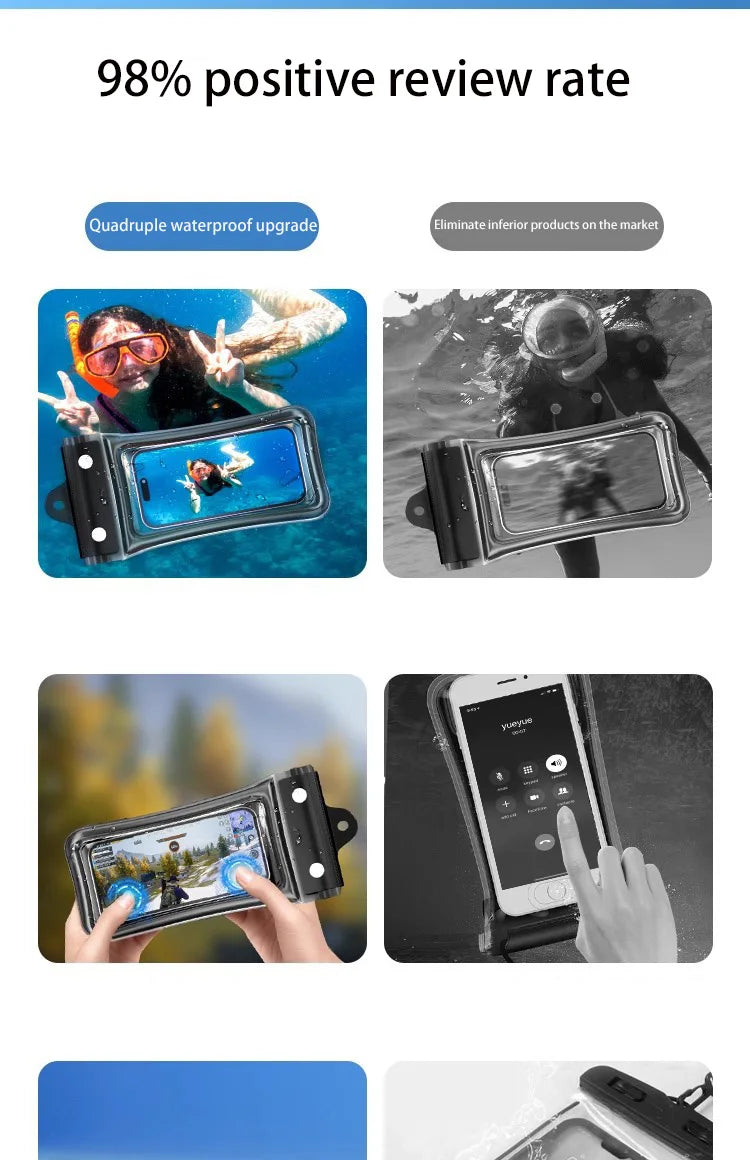 IPX8 Waterproof Floating Airbag Swim Diving Bag Phone Case For iPhone 11 12 13 14 Pro Max Samsung S23 S22 Xiaomi 13 Huawei Cover