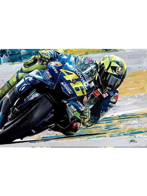 Valentino Rossies Motorcycle Racer Poster Sports Car Racer Portrait Prints Canvas Painting Wall Art for Home Living Room Decor