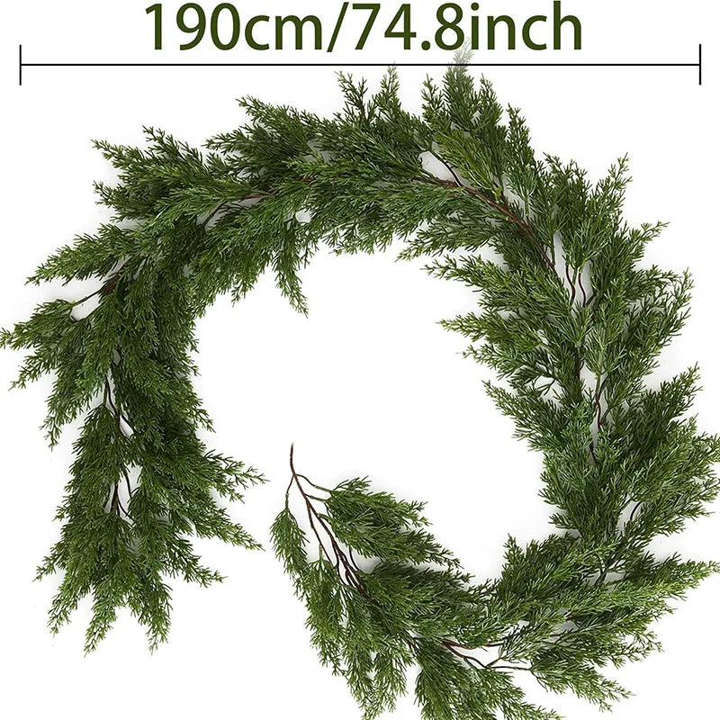 6.2FTArtificial Norfolk Pine Garlands Real Touch Christmas Cypress Greenery Vine for Table Mantle Xmas Home Decoration
