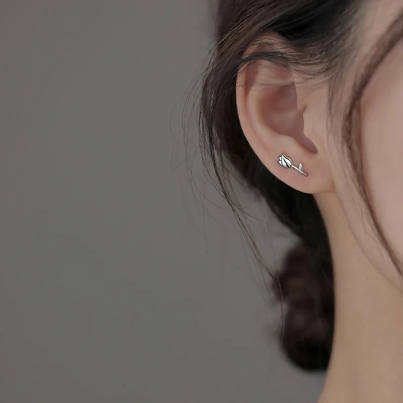 Fashion Silver Color Tulip Flower Stud Earrings for Women Girls Simple Unique Sweet Romantic Jewelry Party 2025 New Trend