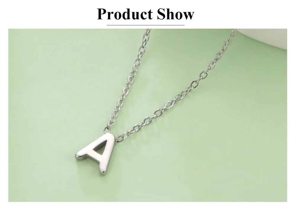 Cazador Minimalist Initial A-Z Letter Necklace for Women Alphabet Stainless Steel Choker Chains Jewelry Birthday Gift Wholesale