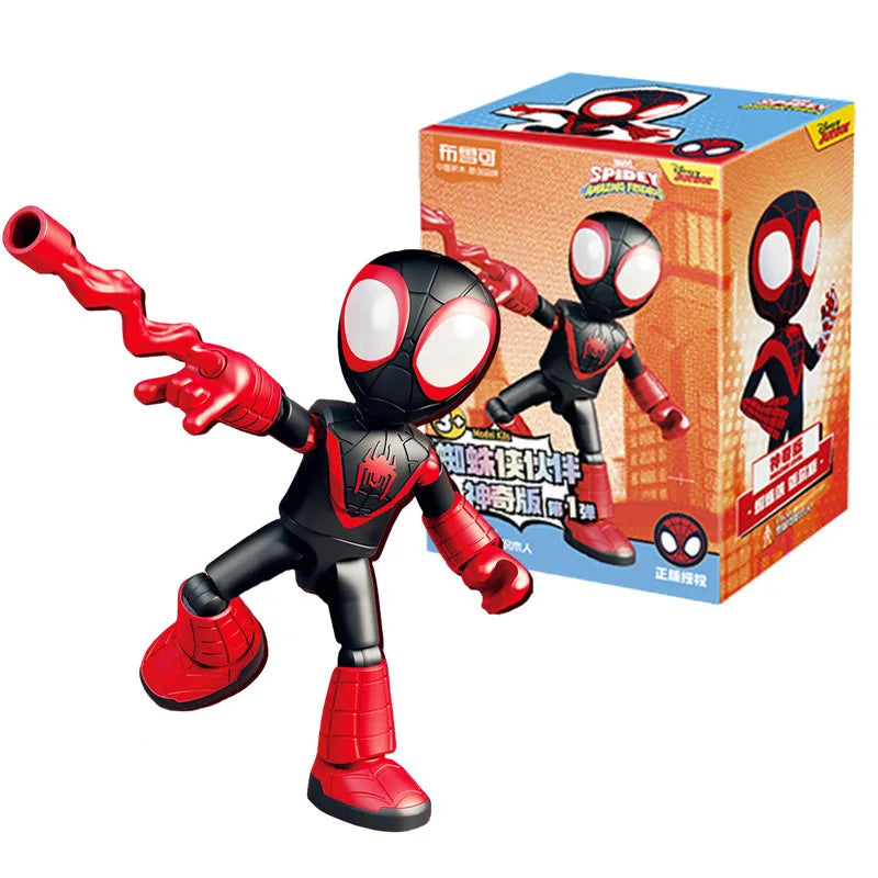 Marvel Spider Man Amazing friends Splicing toys 12cm Iron man Peter Parker Miles Gwen Ant-Man Action Figure building block