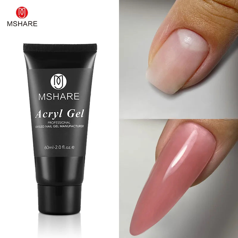 MSHARE Poly Nails Acryl Gel 60ml Builder UV Led Acrylgel Nails Extensions Acrylic Pink White Clear Acrylatic Hema Tpo Free Gel