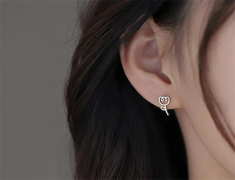 Uini-Tail hot selling new 925 Tibetan silver cute tulip earrings temperament fashion trend dynamic sweet girl jewelry  ED190
