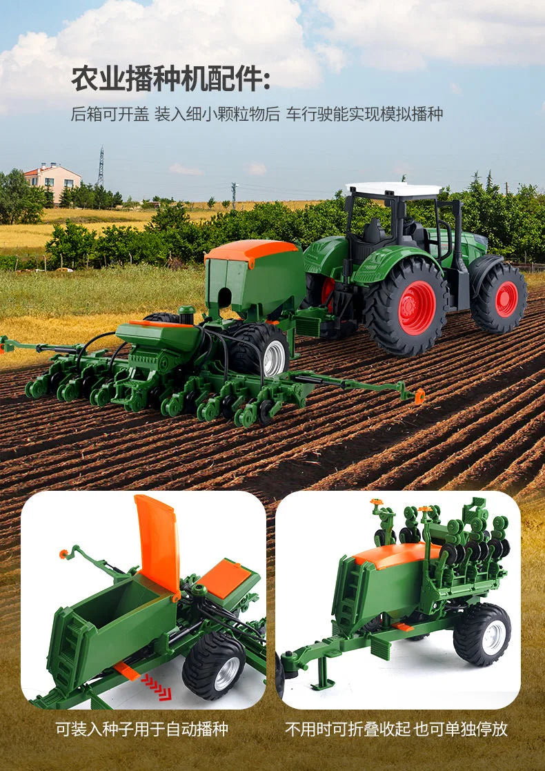 Tractor Toy Car Model Trailer and Accessories Simulation Children's Farmer Car