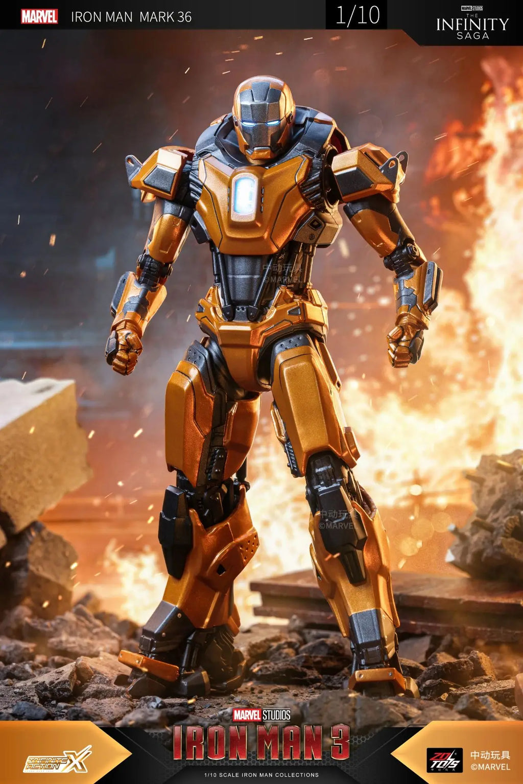 1:10 ZD Toys Iron Man MK25 Striker MK26 Gamma MK36 Peacemaker MK40 MK2 War Machine MK15 Sneaky Action Figure Collections Gift